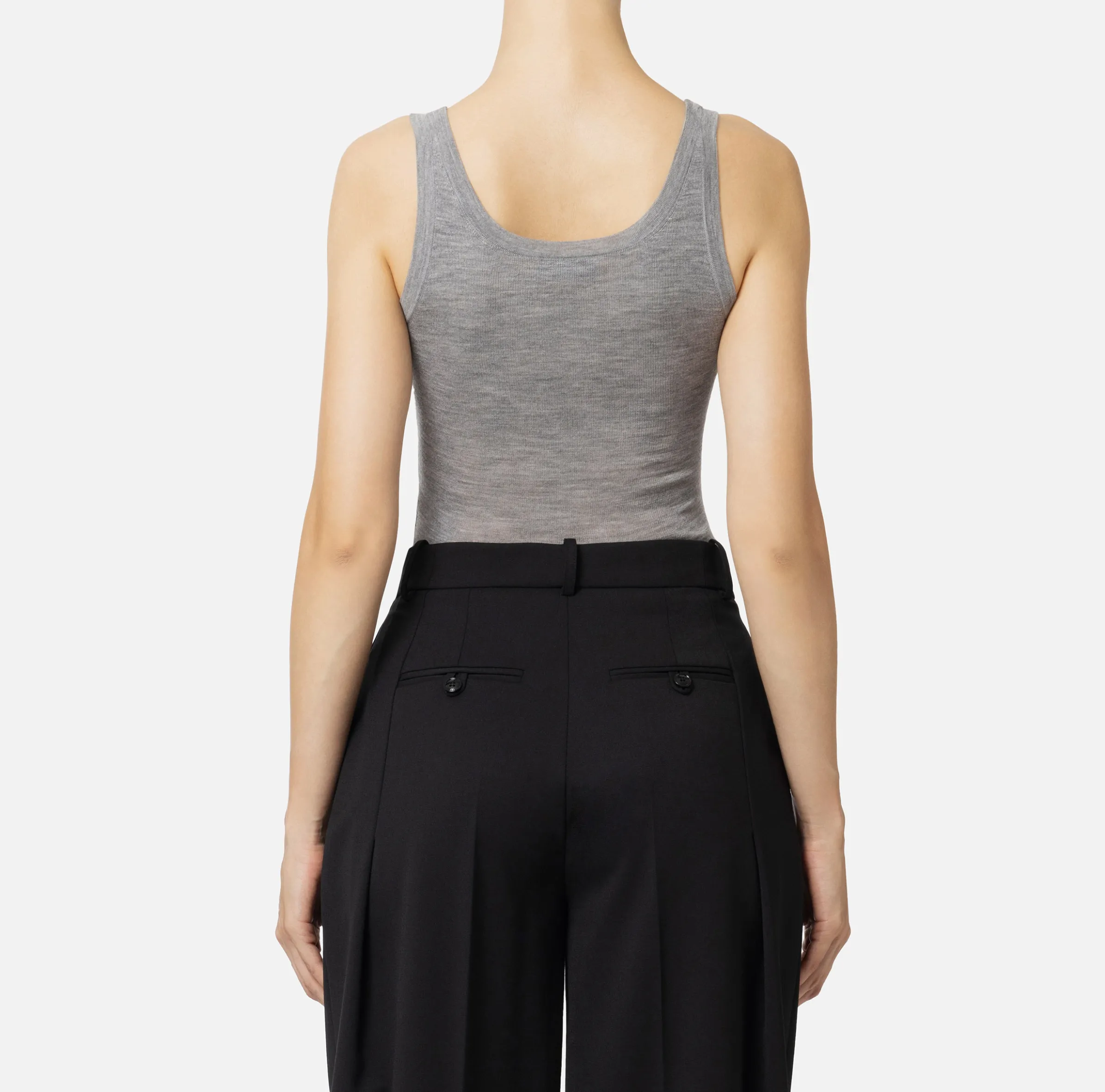 Top in lana merino con logo jacquard