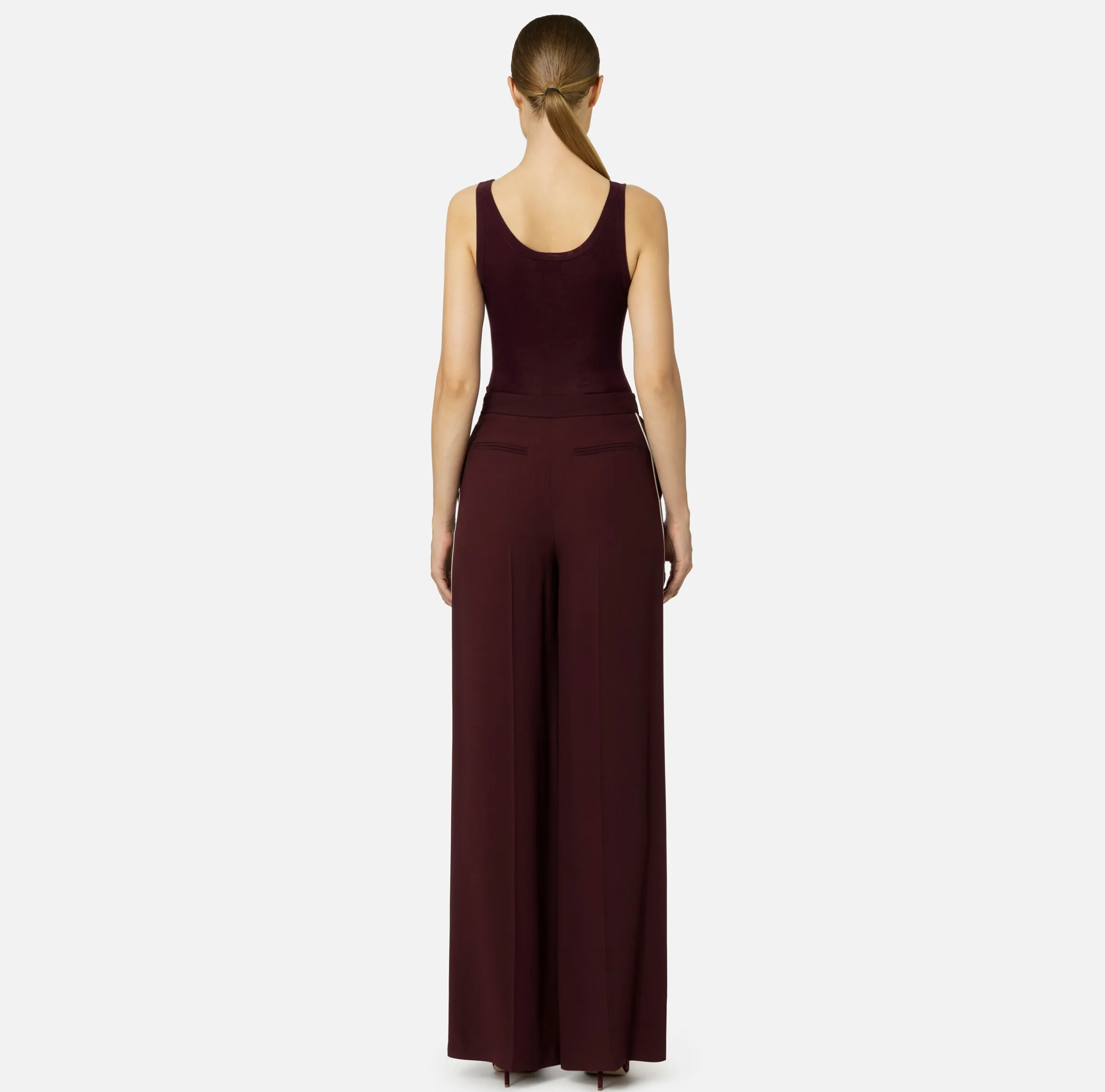 Top in lana merino con logo jacquard
