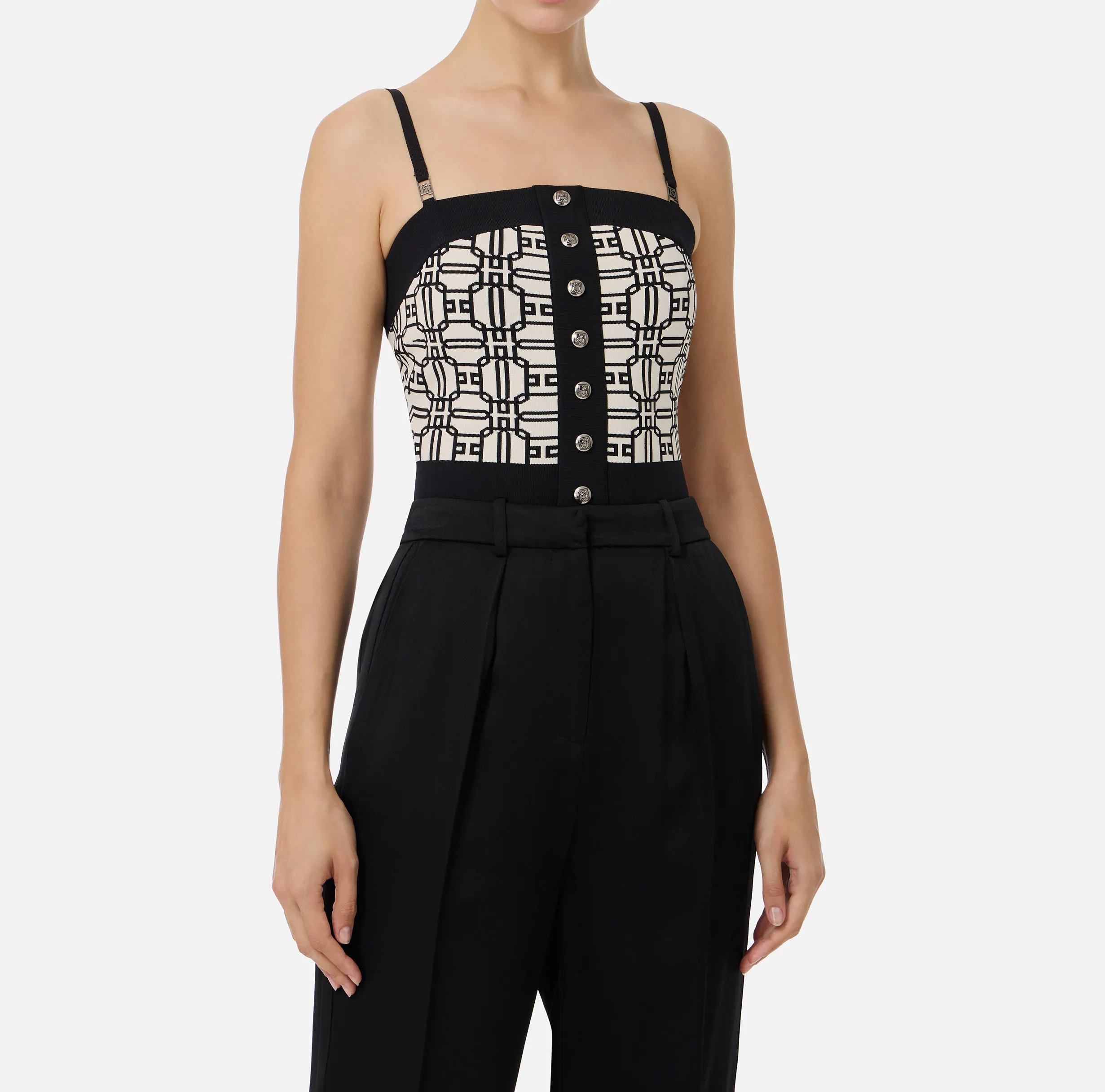 Top logo in misto viscosa jacquard
