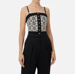Top logo in misto viscosa jacquard