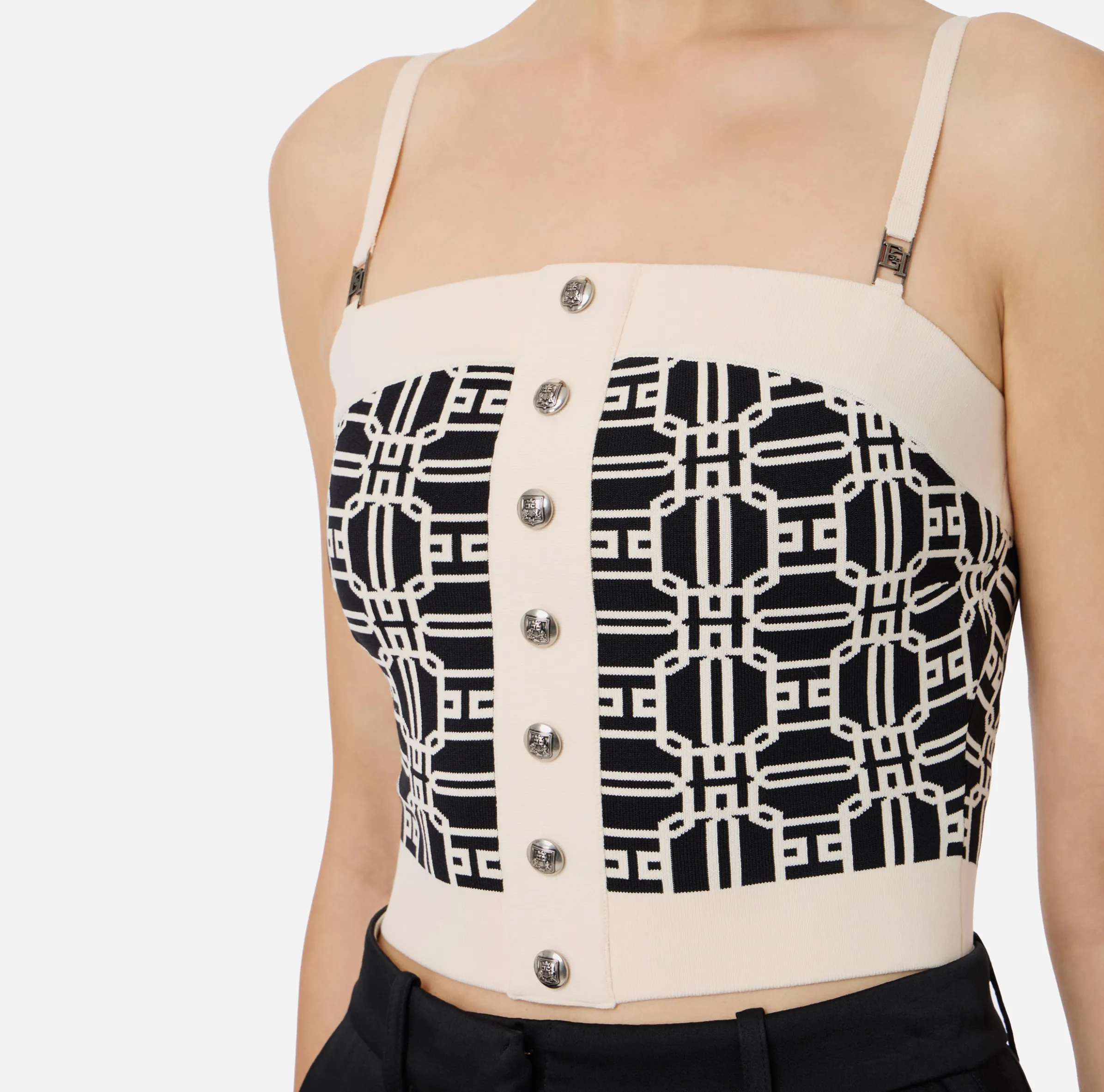 Top logo in misto viscosa jacquard