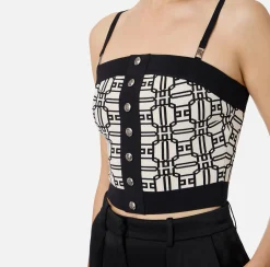 Top logo in misto viscosa jacquard