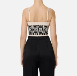 Top logo in misto viscosa jacquard