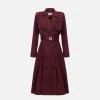 Trench in nylon con gonna a ruota e cintura