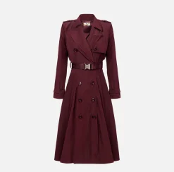 Trench in nylon con gonna a ruota e cintura