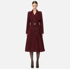 Trench in nylon con gonna a ruota e cintura