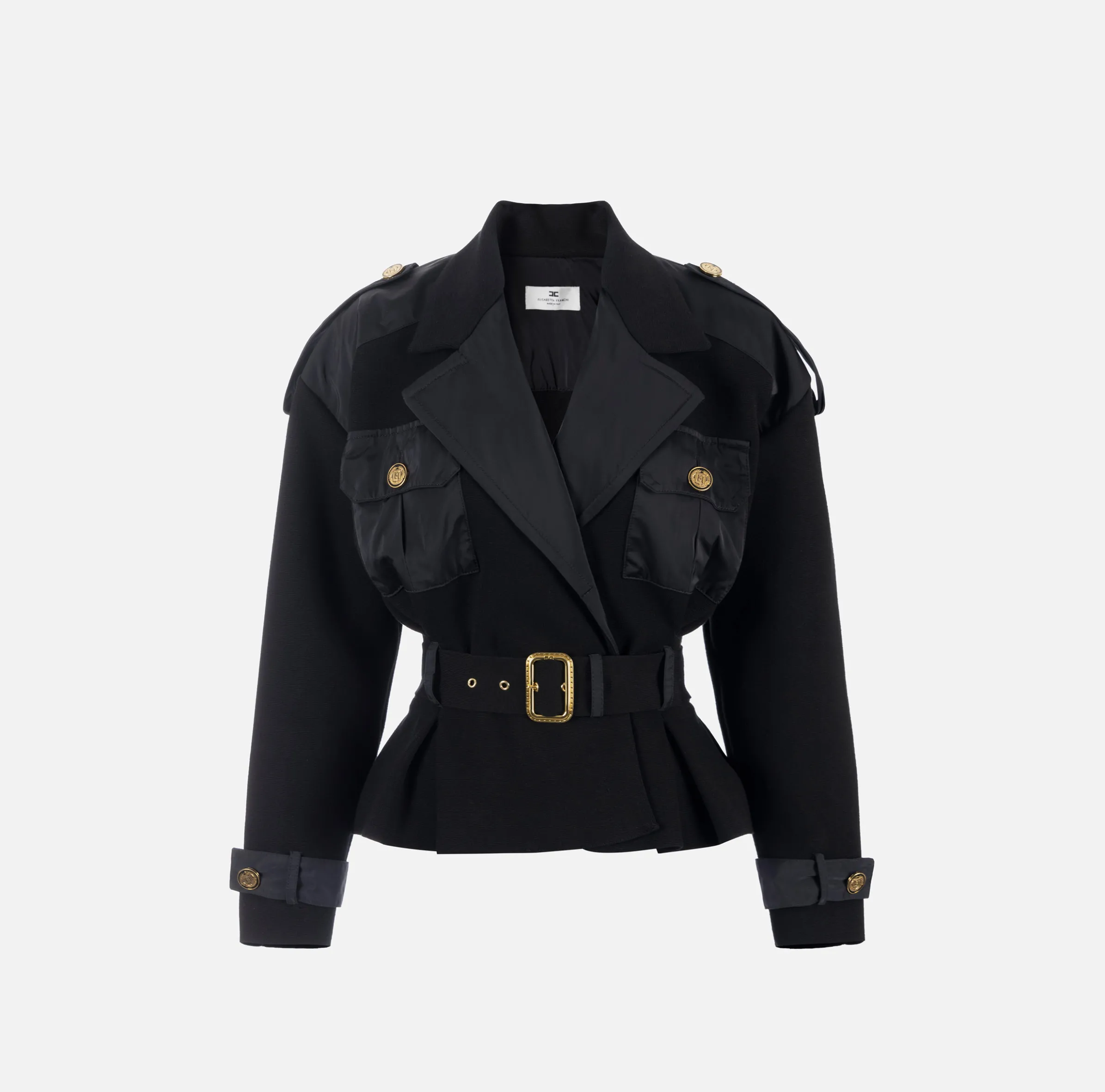 Trench in viscosa con inserti in vela