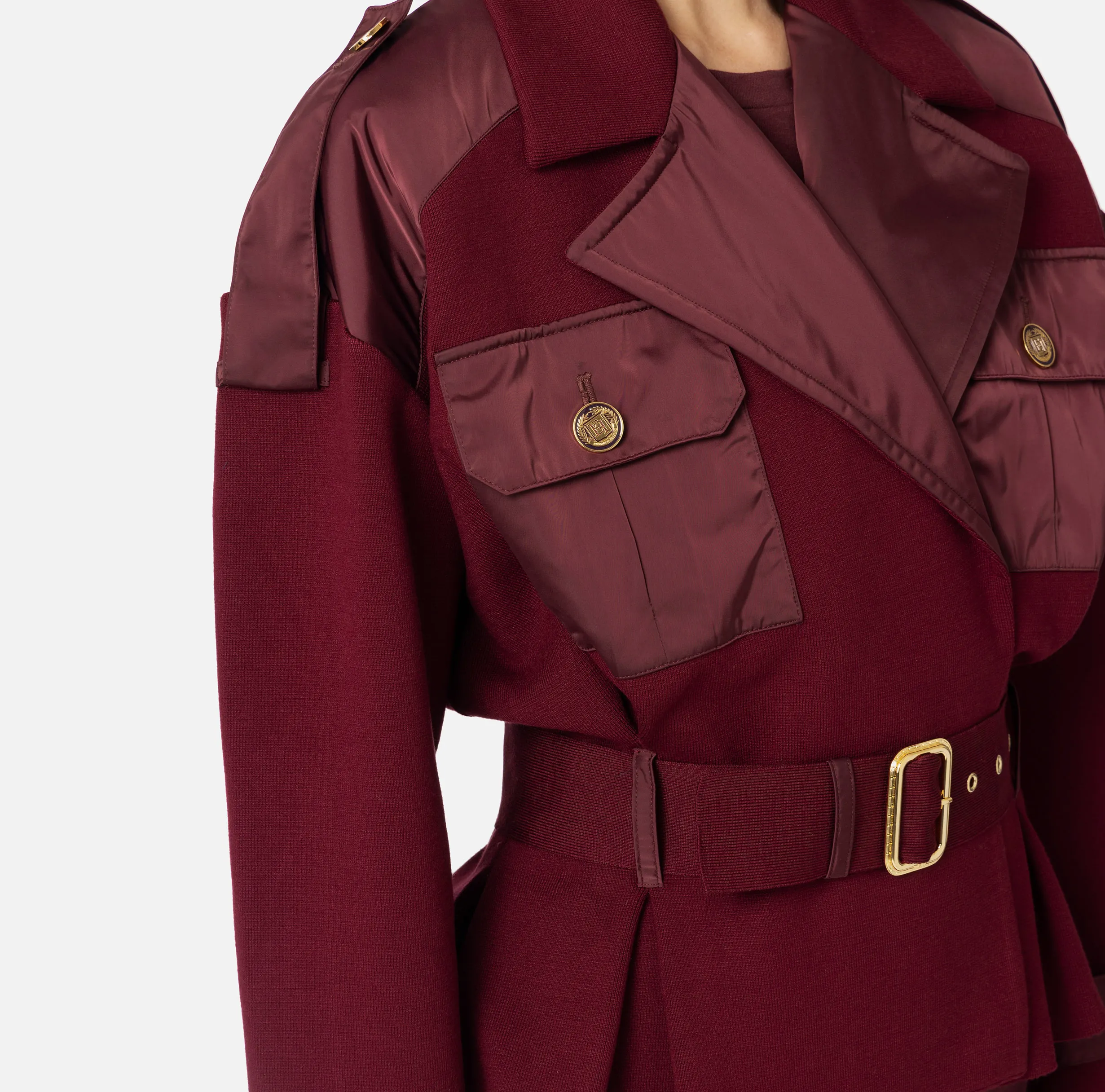 Trench in viscosa con inserti in vela