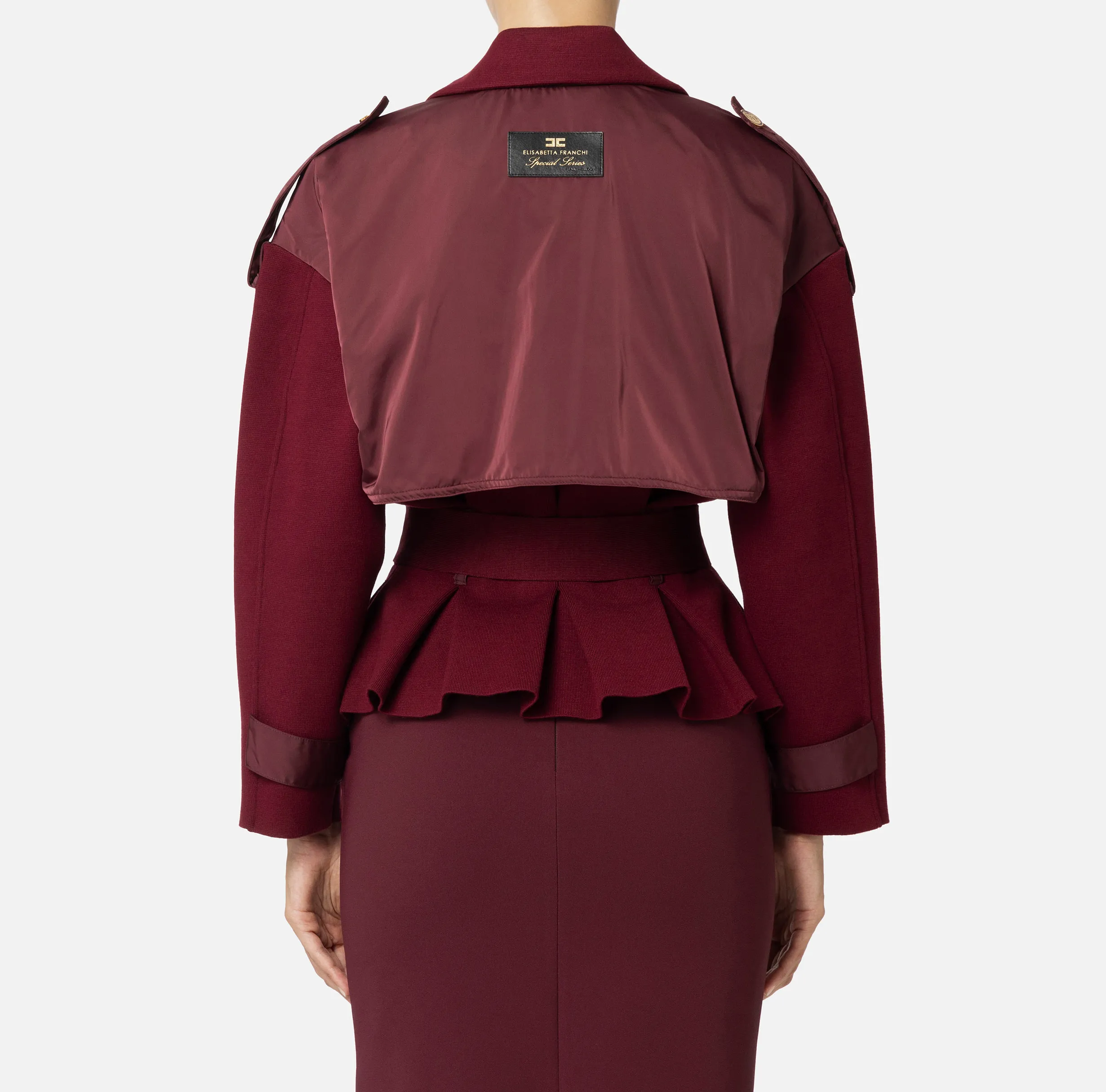 Trench in viscosa con inserti in vela
