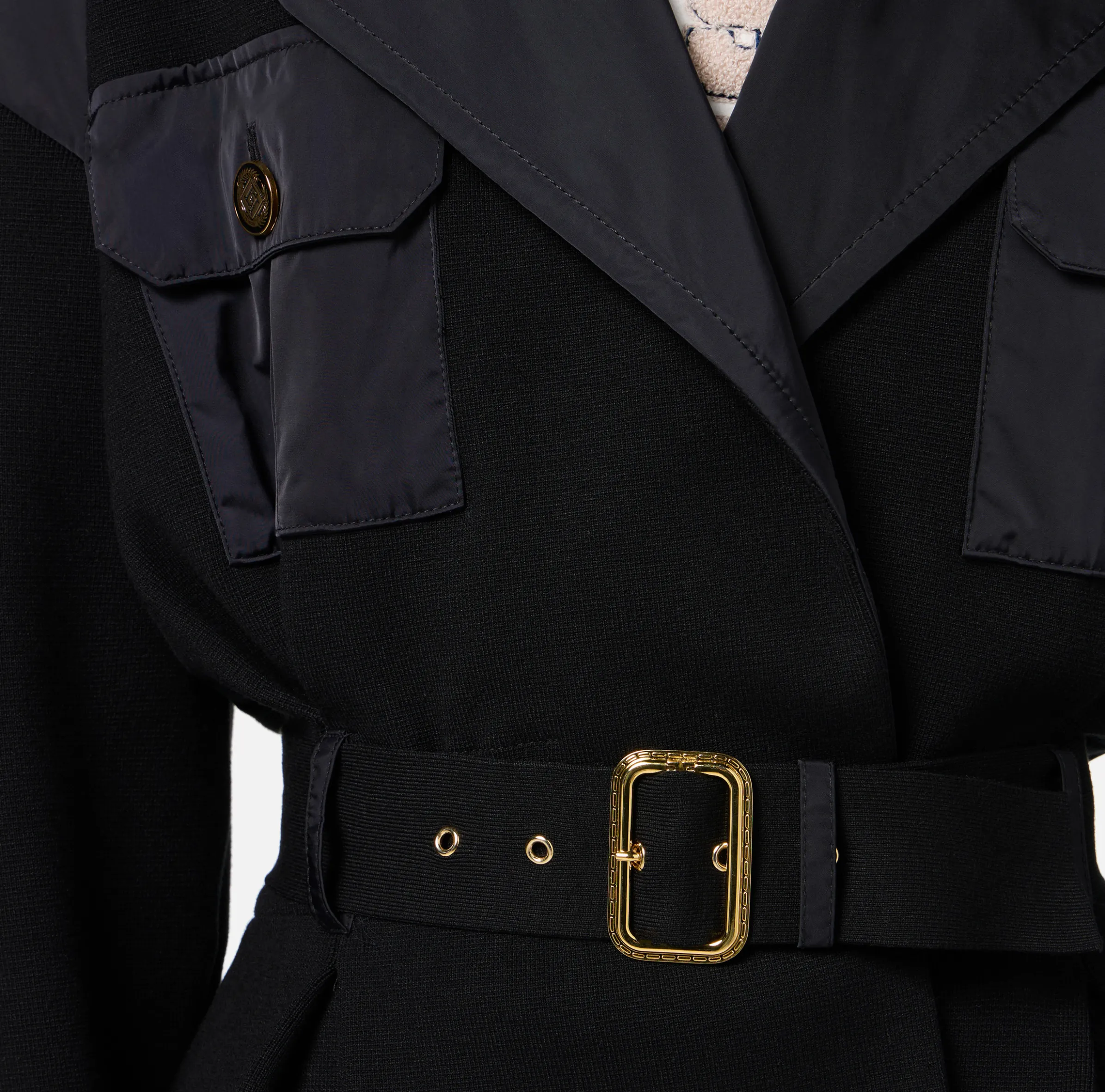 Trench in viscosa con inserti in vela