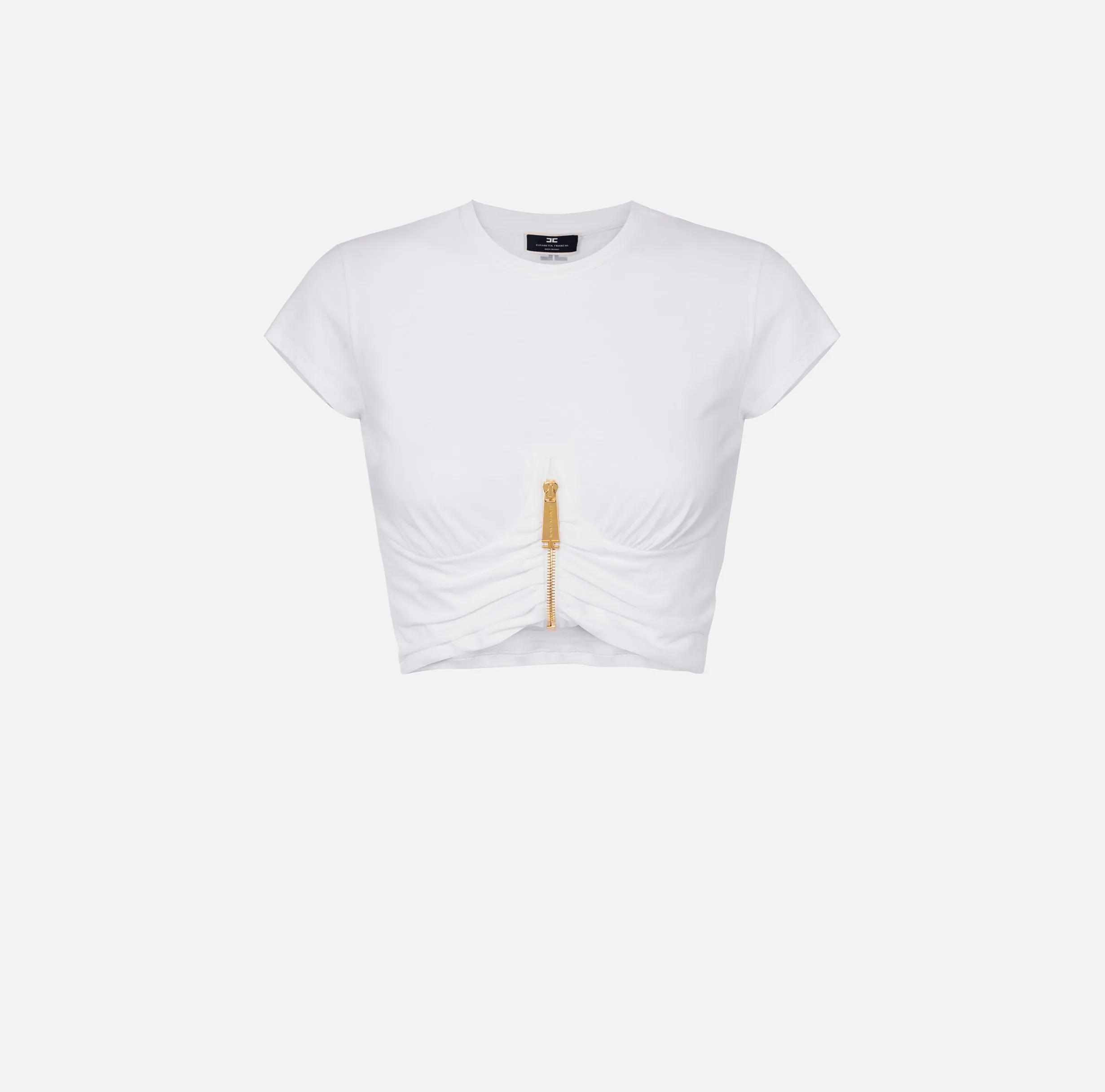 T-shirt cropped in jersey con zip