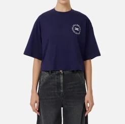 T-shirt cropped in jersey con logo