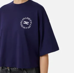 T-shirt cropped in jersey con logo