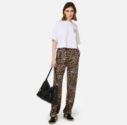 T-shirt cropped in jersey con logo