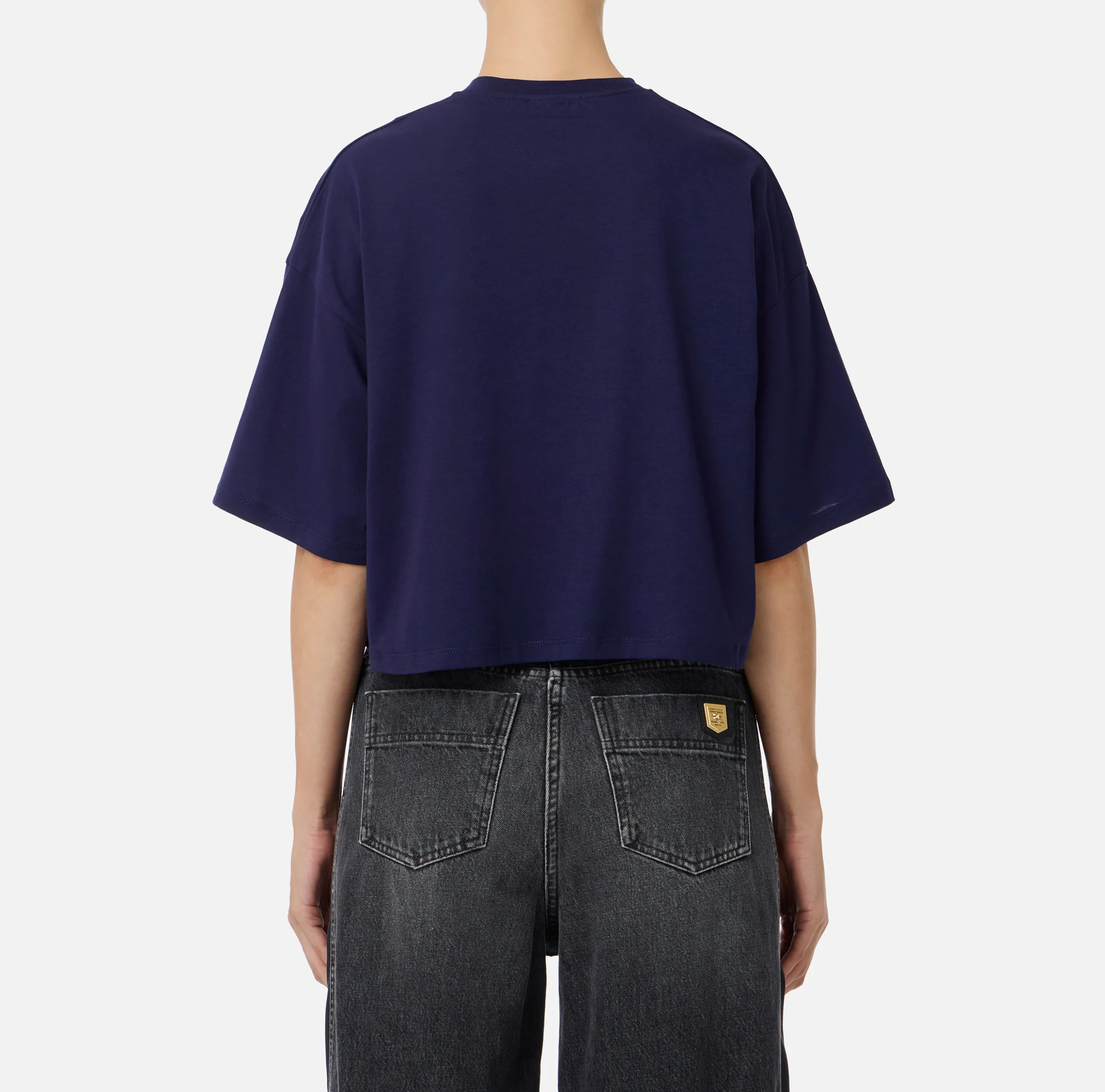 T-shirt cropped in jersey con logo