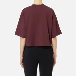 T-shirt cropped in jersey con logo