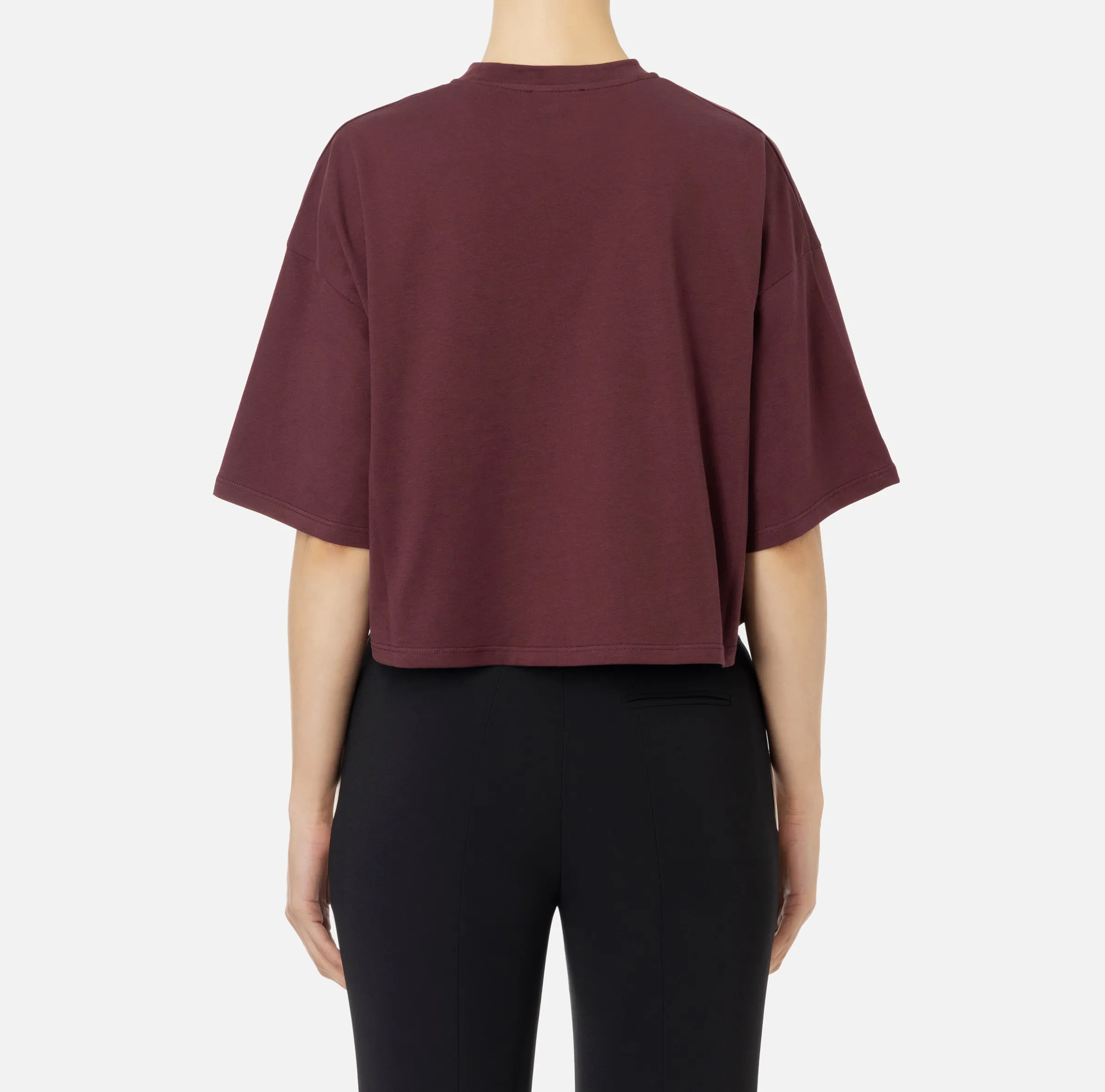 T-shirt cropped in jersey con logo