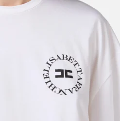 T-shirt cropped in jersey con logo