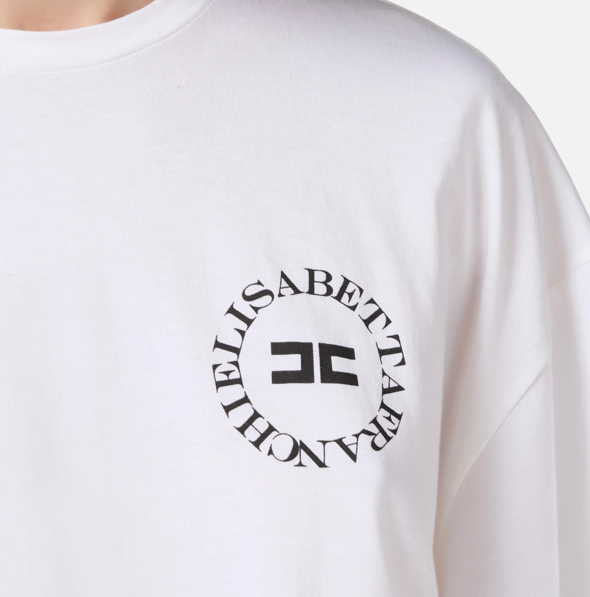T-shirt cropped in jersey con logo