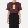 T-shirt in cotone con patch logo stile college