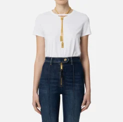 T-shirt in jersey con collana