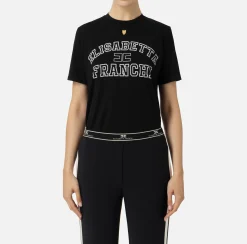 T-shirt in jersey con logo college