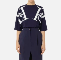 T-shirt in jersey con maxi logo sulle maniche