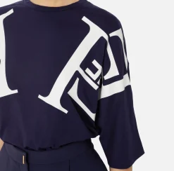 T-shirt in jersey con maxi logo sulle maniche
