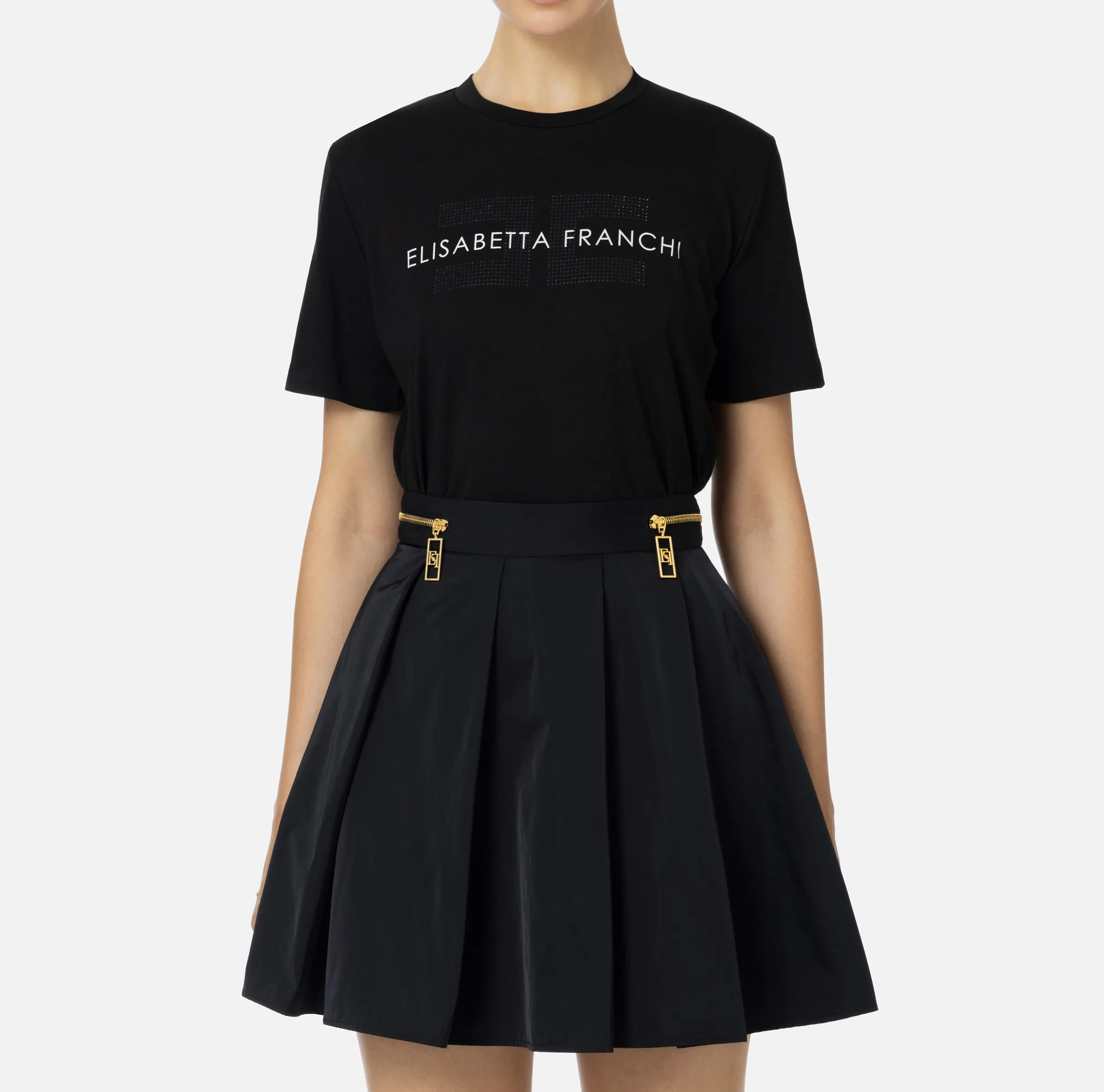 T-shirt in jersey con strass logo