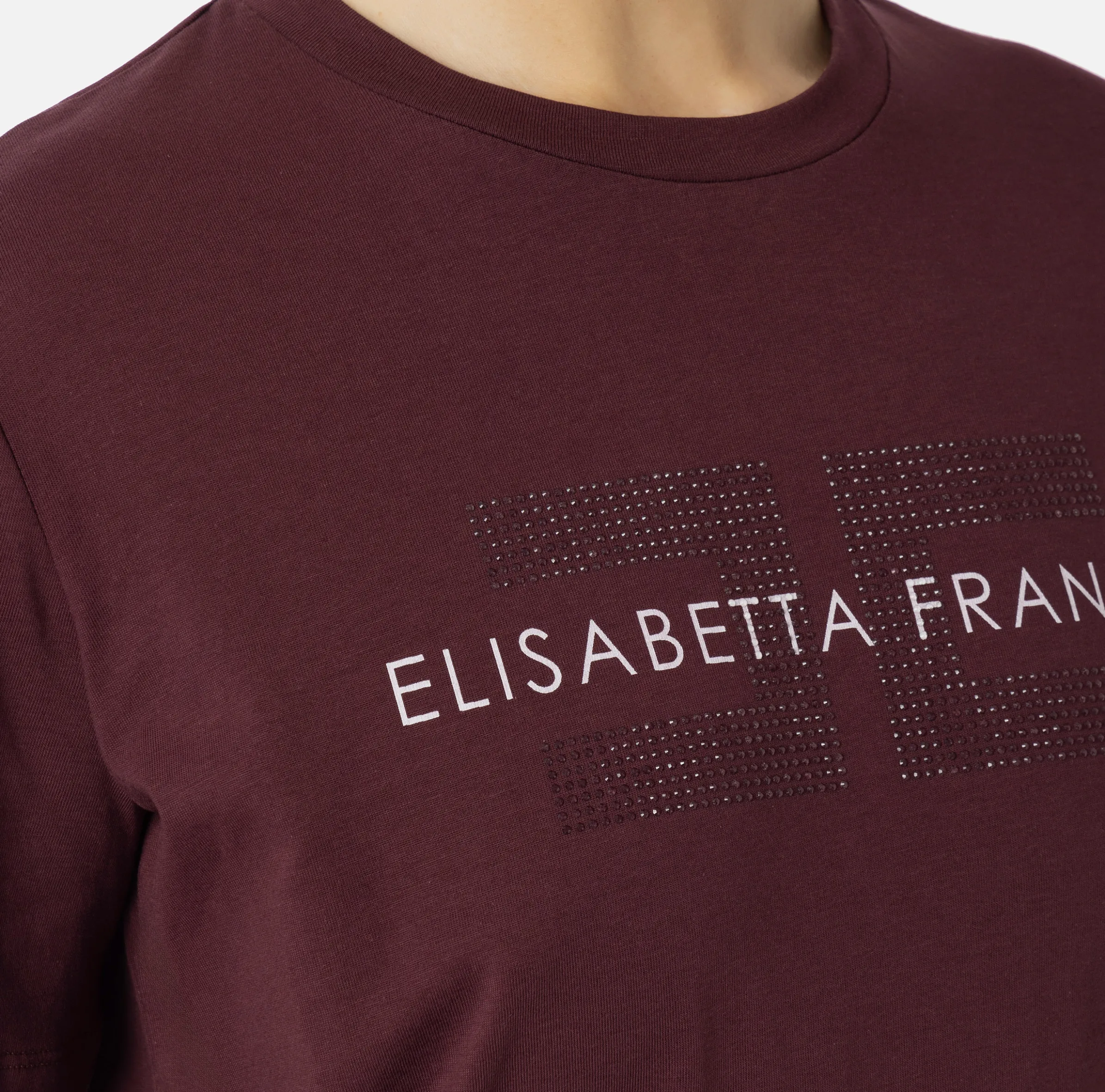 T-shirt in jersey con strass logo