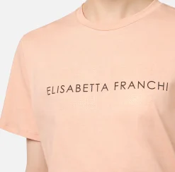 T-shirt in jersey con strass logo