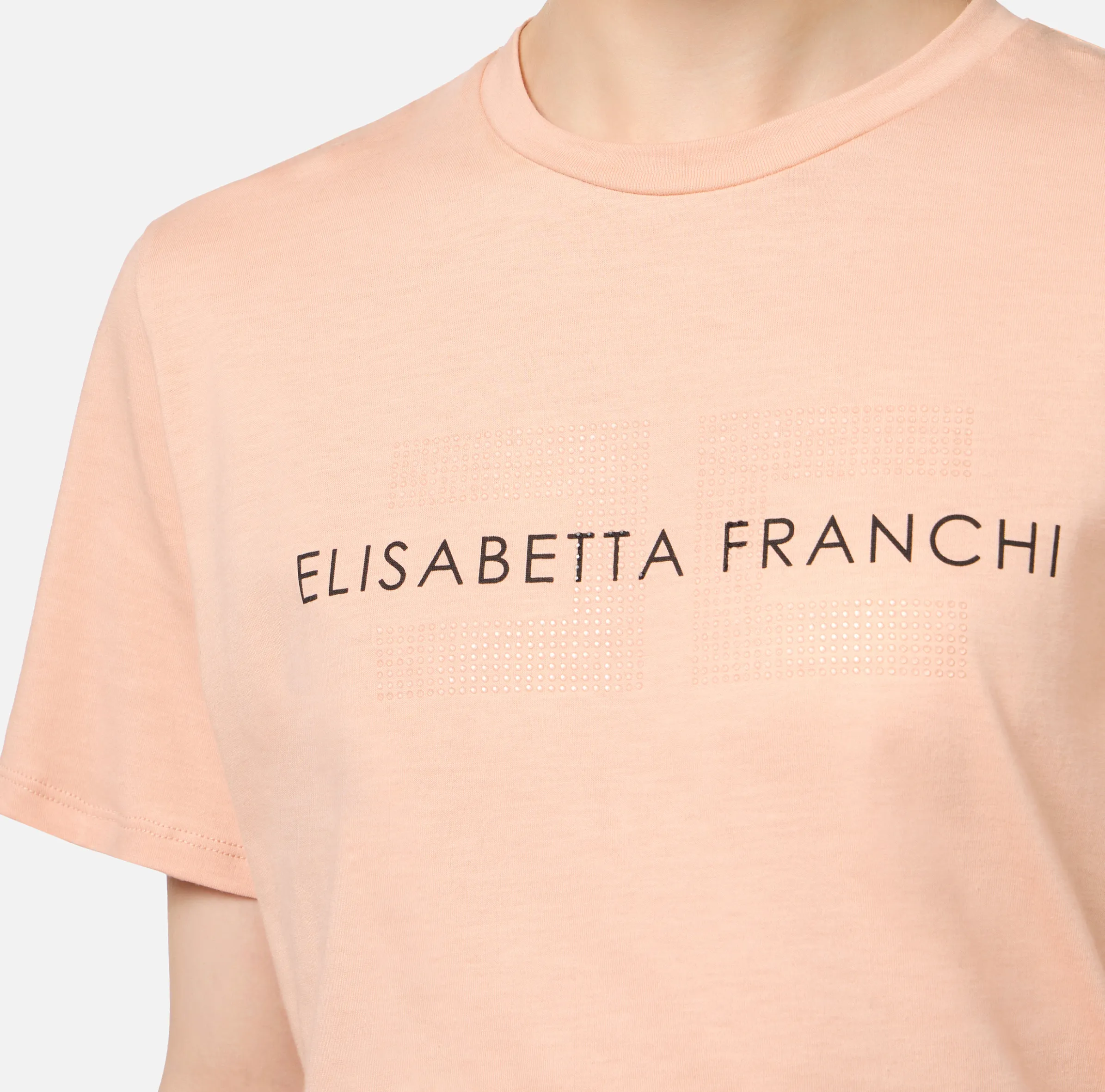 T-shirt in jersey con strass logo