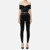 Tuta bustier in lycra con cintura