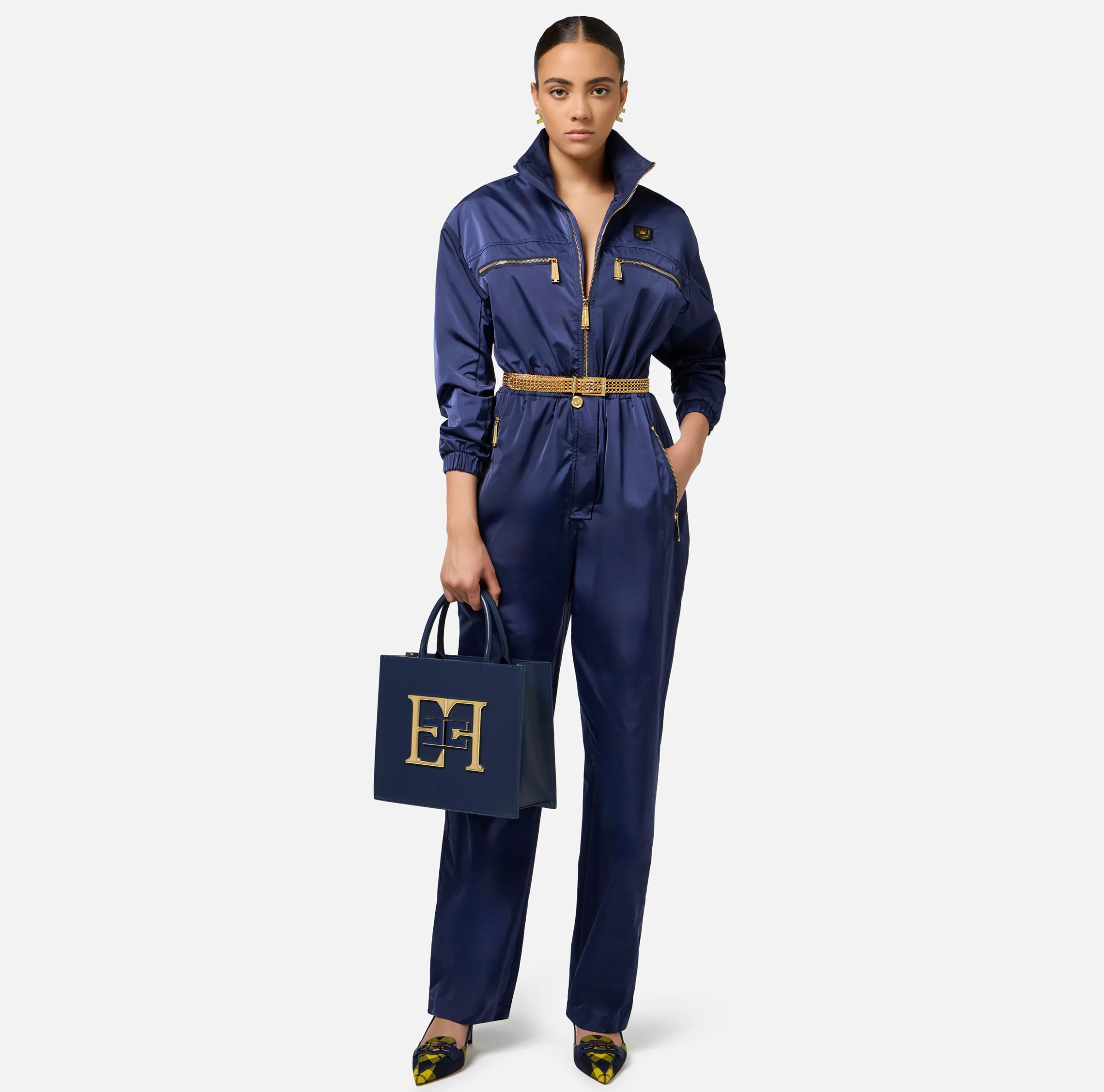 Tuta cargo in nylon tecnico con zip