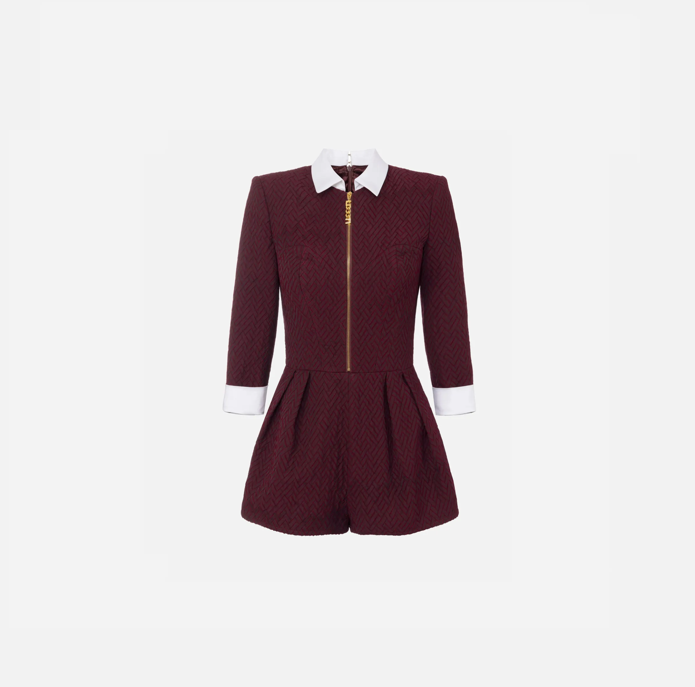 Tuta corta in tweed resca con zip