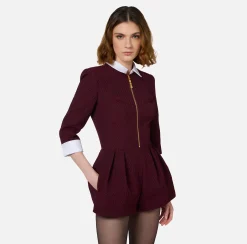 Tuta corta in tweed resca con zip