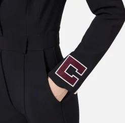 Tuta in crêpe con bande e ricamo logo