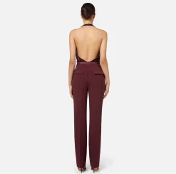 Tuta in crêpe e tulle ricamato con paillettes