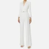Tuta in crêpe stretch con revers in raso