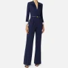 Tuta in crêpe stretch con revers in raso