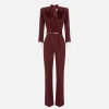 Tuta in crêpe stretch con revers in raso