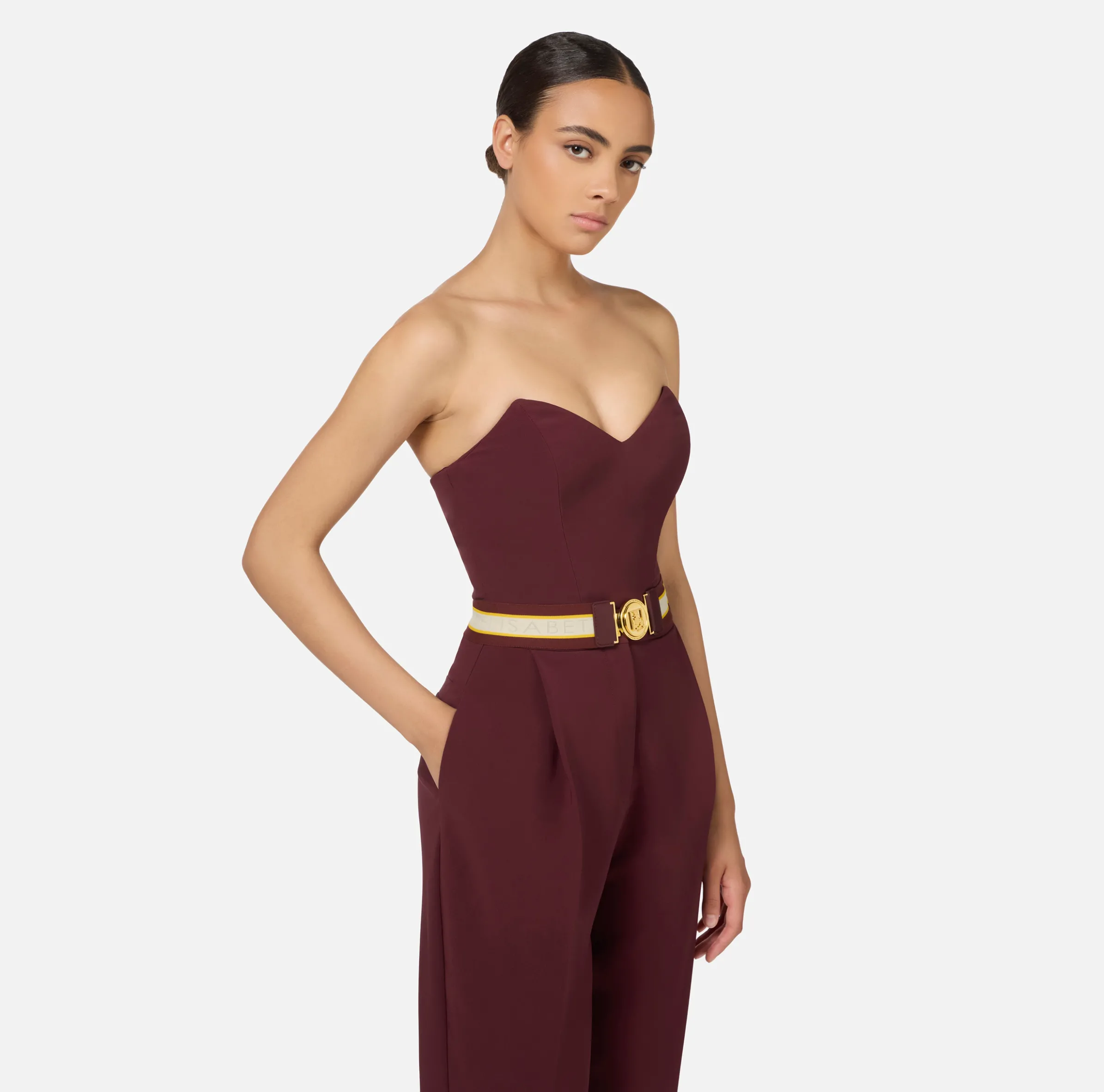 Tuta in crêpe stretch con top bustier
