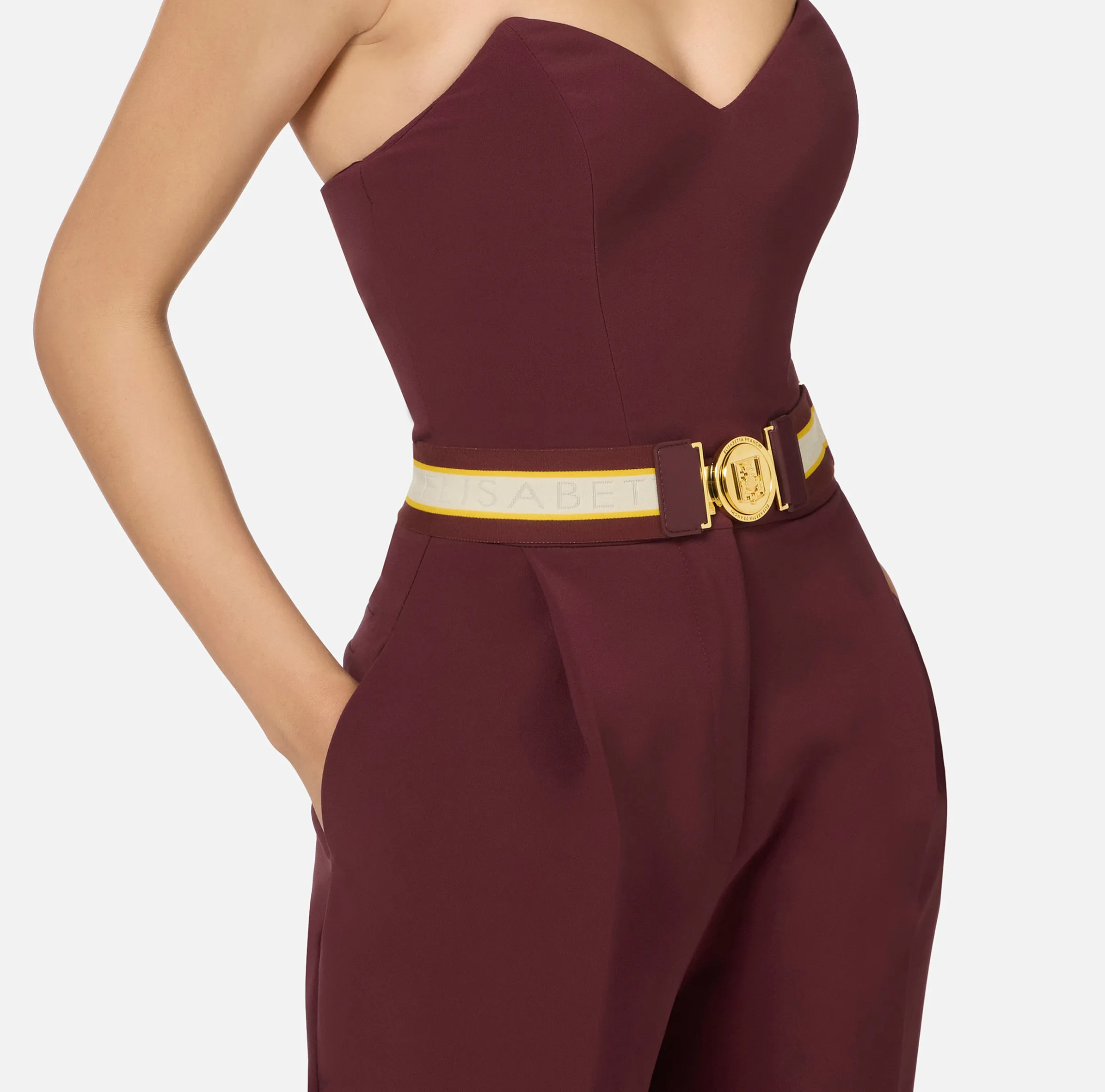 Tuta in crêpe stretch con top bustier