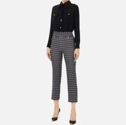 Tuta in crêpe stretch stampa rombo con fiocco