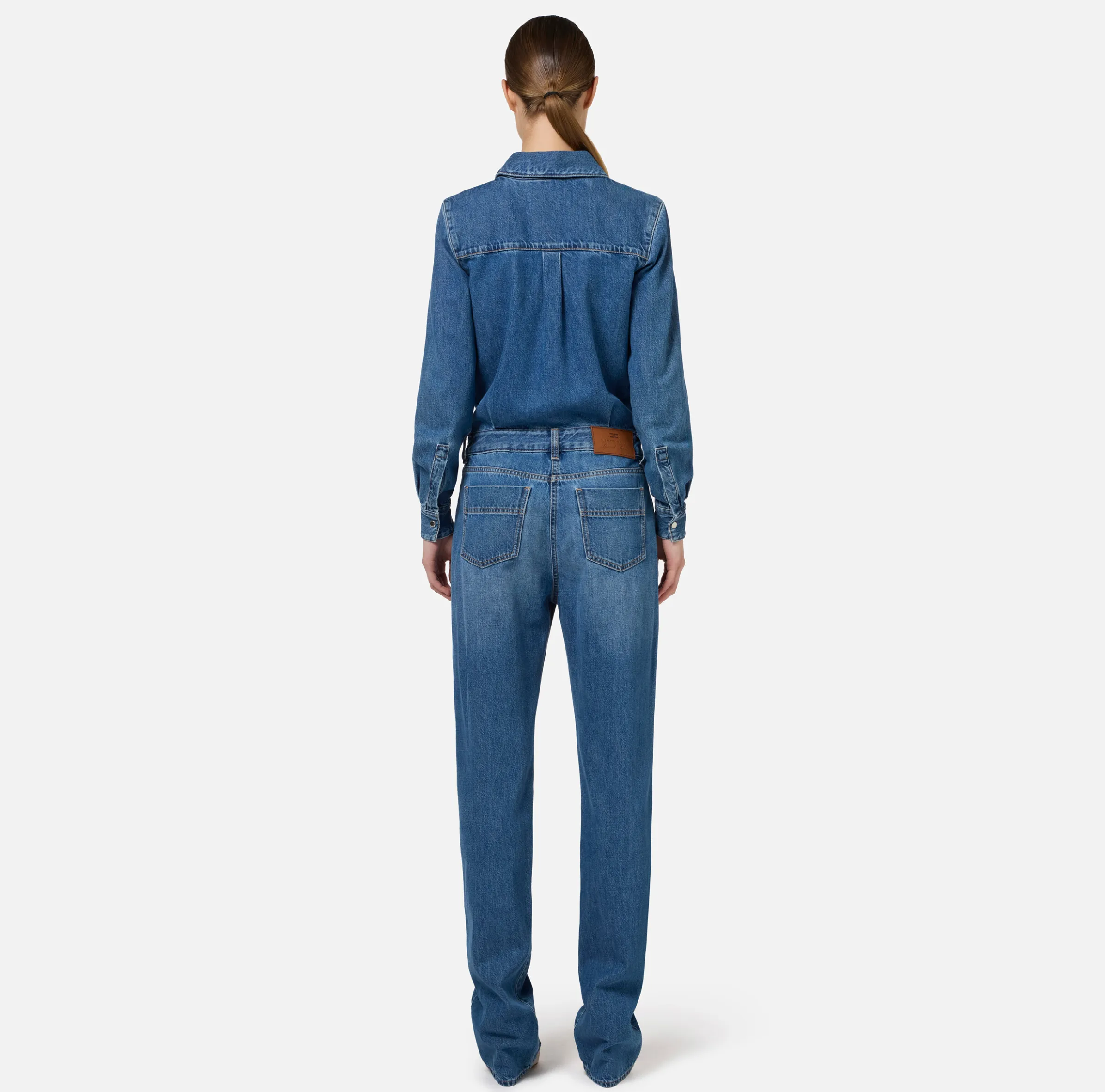 Tuta in denim con camicia