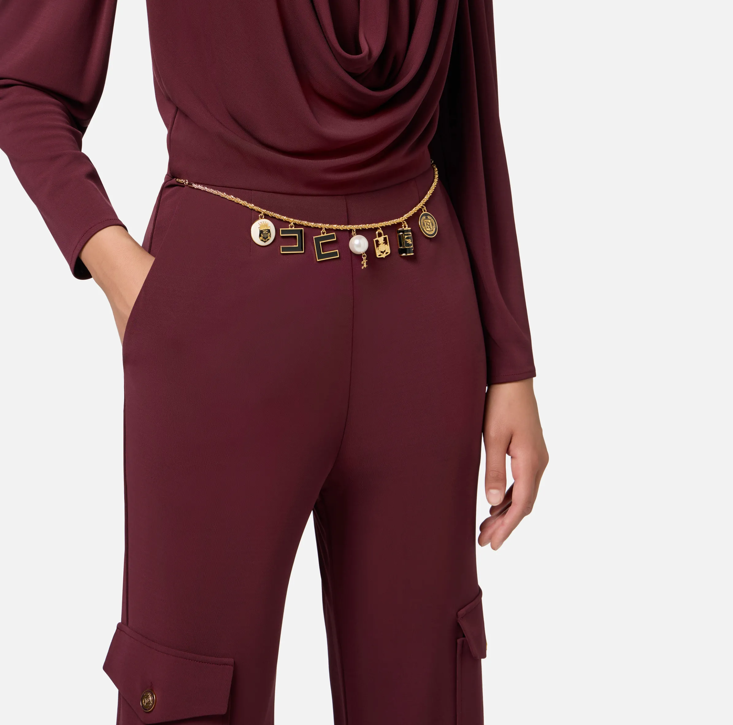Tuta in jersey con cintura charms