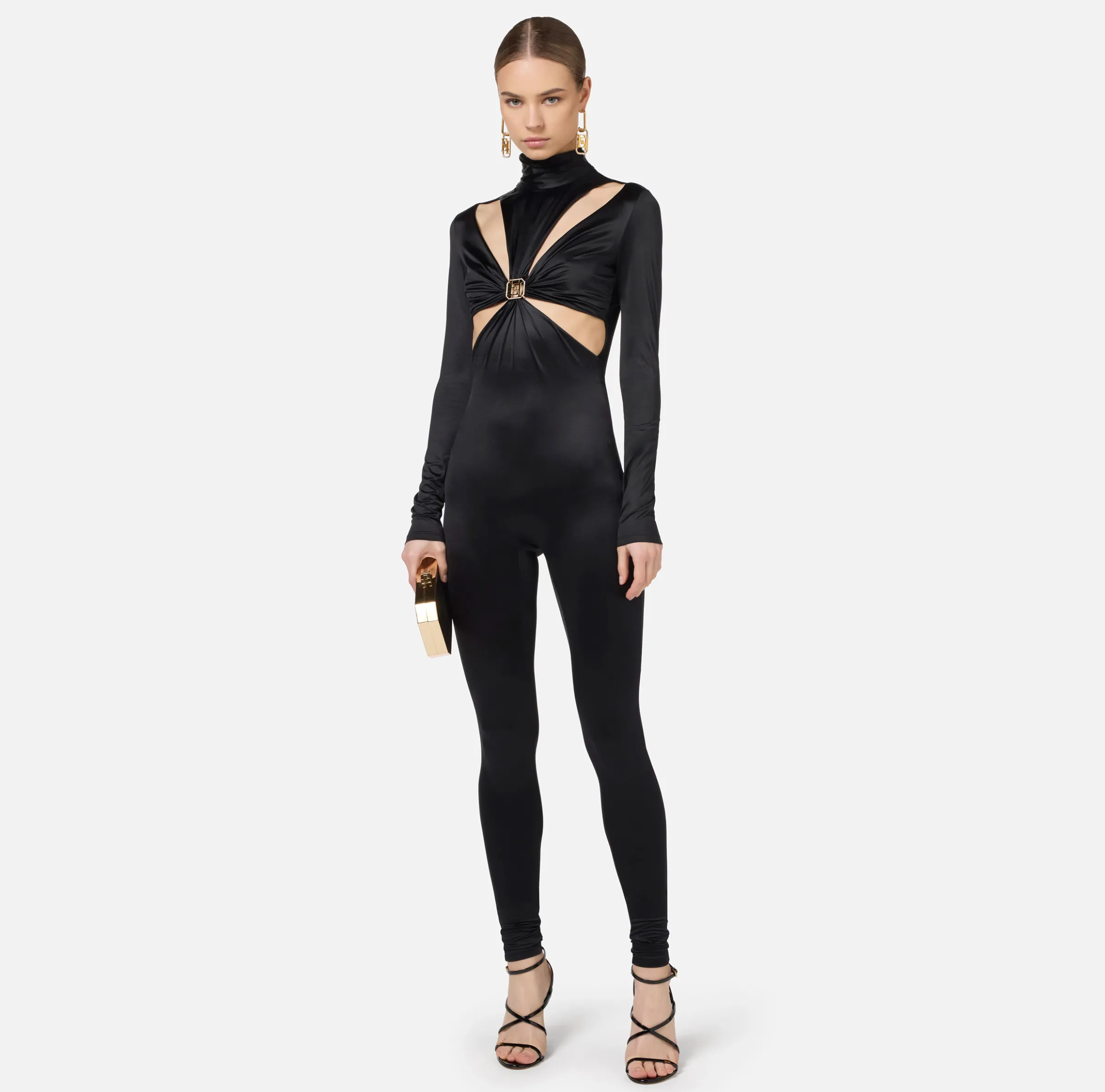 Tuta in lycra con motivo cut-out e accessorio logo