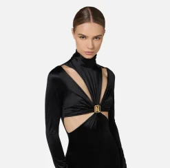 Tuta in lycra con motivo cut-out e accessorio logo
