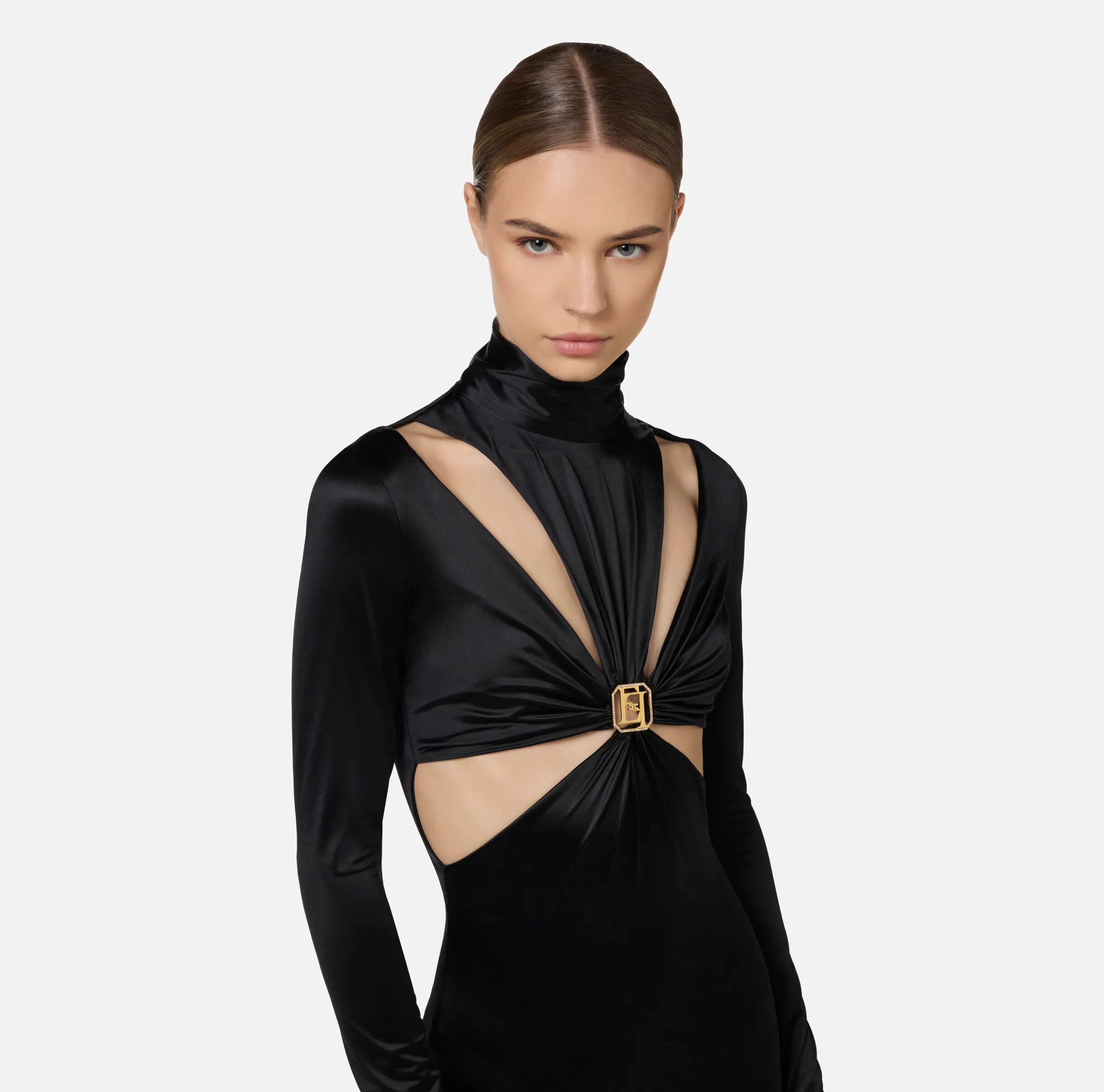 Tuta in lycra con motivo cut-out e accessorio logo