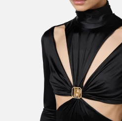 Tuta in lycra con motivo cut-out e accessorio logo